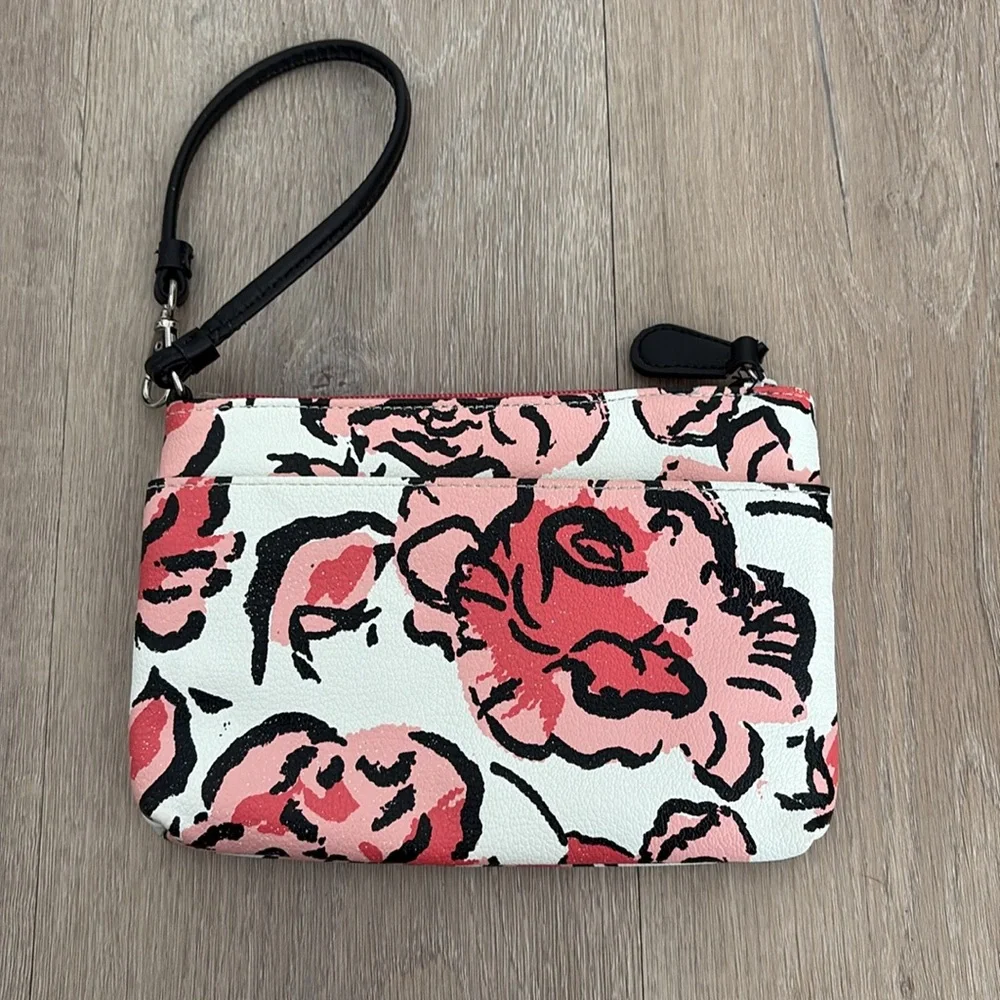 Giani Bernini Womens Wristlet Small Pink White Red Floral Print Spring - Picture 2 of 8